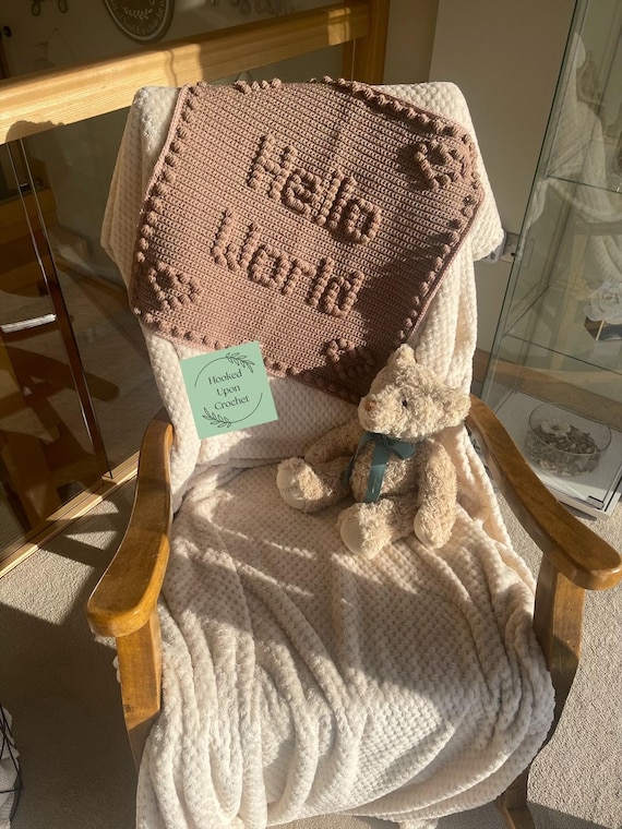 Hello world baby newborn crochet blanket pattern | crochet pattern | crochet pdf | newborn blanket | hospital blanket.