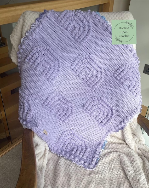 Rainbow Puffs crochet blanket pdf pattern, crochet rainbow pattern, rainbow blanket,puff stitch pattern, bobble stitch pattern.
