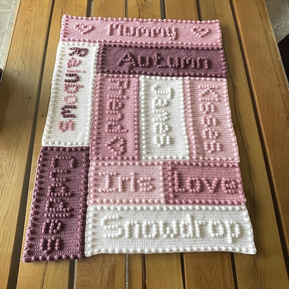 Custom panel blanket pattern | Named loved ones blanket pattern | Customised blanket pattern | Crochet custom pattern.