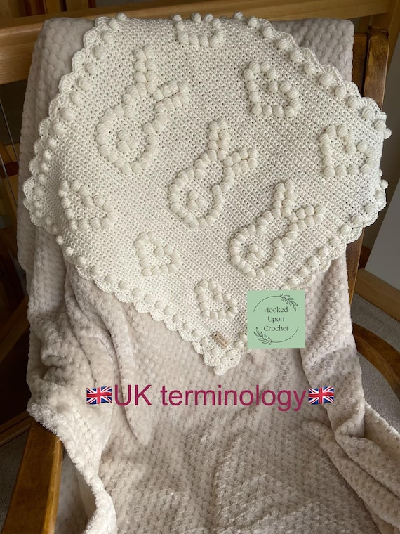 UK terminology Bunny Love  | Baby Blanket Crochet pattern | Bunny Love Baby Blanket Pattern | PDF pattern.