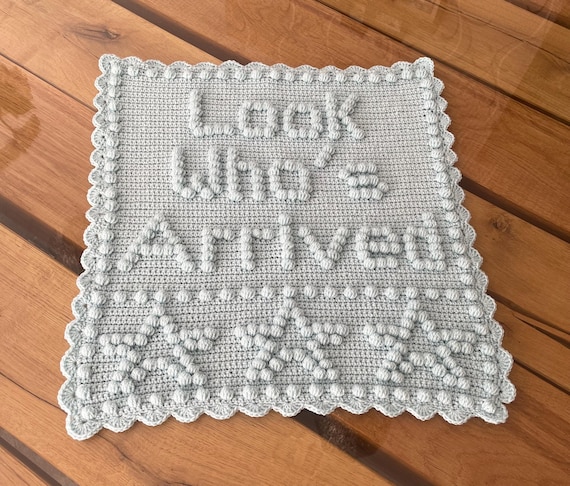 Look who's arrived star | Crochet baby blanket pattern |  puff stitch | bobble stitch.