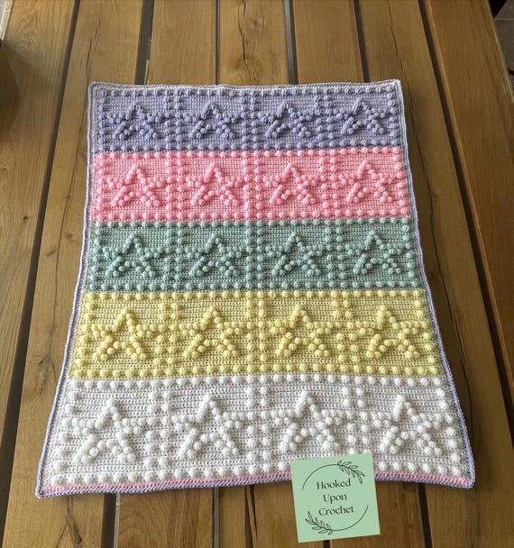 Uk terminology Esmees Stars crochet blanket pattern | Puff stitch pattern | bobble stitch pattern | star blanket | crochet star pattern.