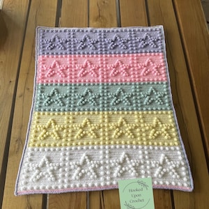 Esmees Stars CROCHET BLANKET PATTERN,star crochet blanket pattern,puff stitch pattern, bobble stitch pattern.