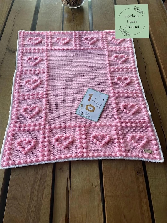 UK Terminology Milestone crochet blanket |crochet blanket pattern | blanket pattern | baby blanket pattern | puff stitch | bobble pattern.