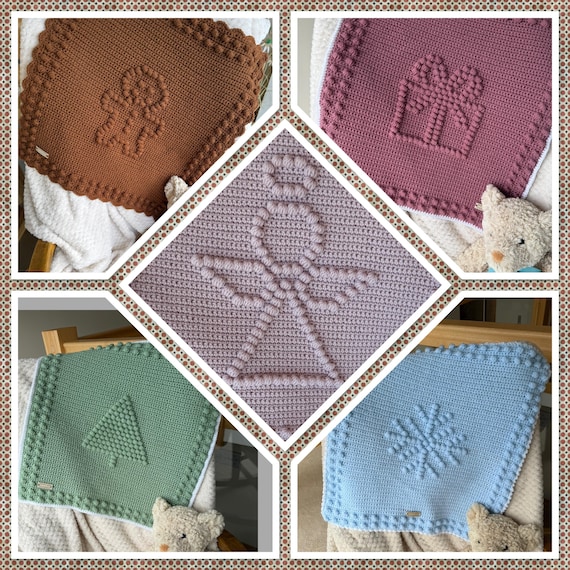 Christmas Blanket Pattern Set | 5 pattern set | Christmas Patterns | Christmas Crochet Blankets | Puff Stitch | Bobble Stitch.