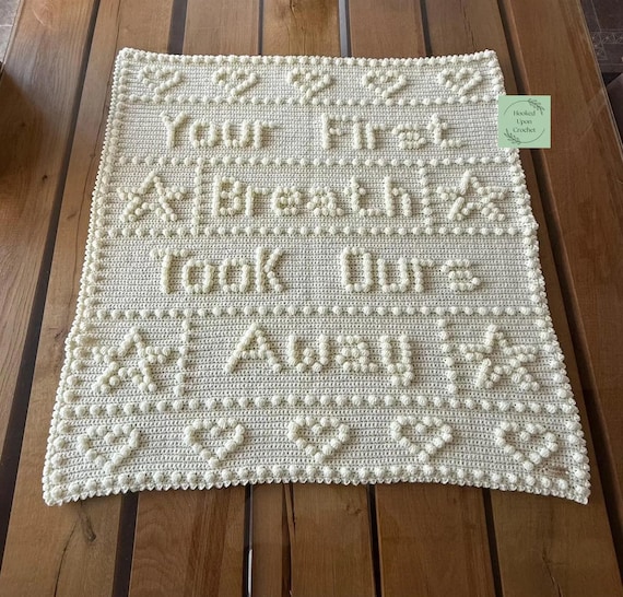 UK Terminology Your First Breath Crochet Blanket Pattern | Crochet Blanket Pattern | Crochet Pattern | Bobble stitch pattern | Puff stitch.