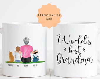 Worlds Best Grandma Mug - UK Personalised Gift for Gran, Grandmother Birthday, Gifts for Nan, Gift for Her, Mothers Day Gift,Mothers Day Mug