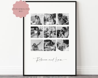 Personalised Photo Collage Print, Couples Photo Gift, Boyfriend Anniversary Gift, Wife Anniversary Gift, Valentines Day Gift for Her or Him