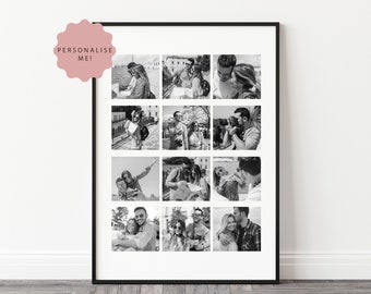 Personalised Photo Collage of Boyfriend & Girlfriend, Couple Anniversary Gift, Valentines Day Gift for Her or Him, Gift for Wife and Husband