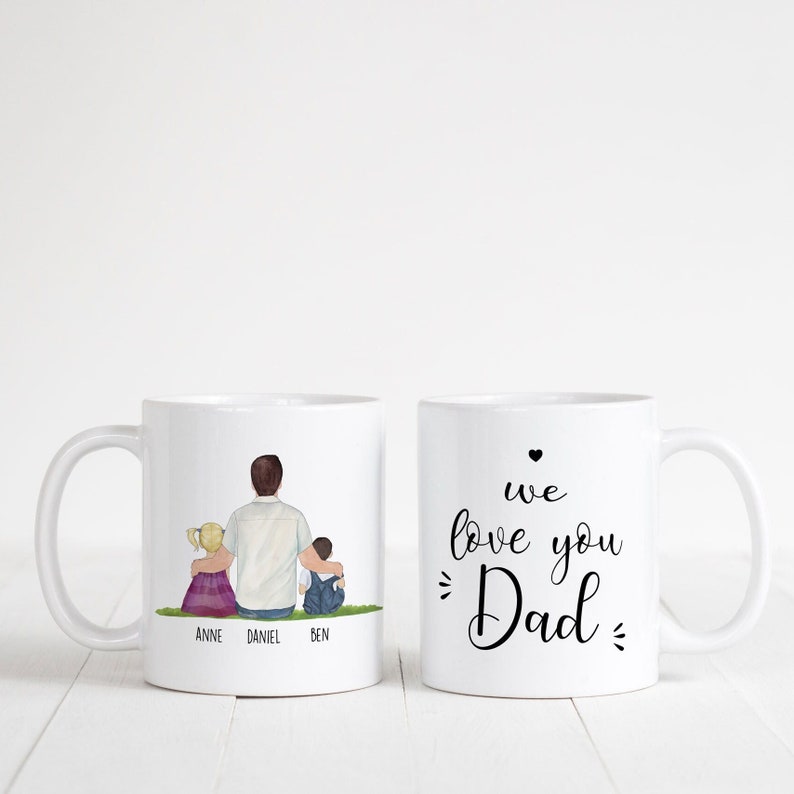 Custom Dad Mug, Daddy and Children, Personalised Fathers Day Gift From Kids, Dad Birthday Gift, Daddy Gifts, Gift For Him Coffee and Tea Cup image 1