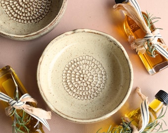 Garlic Grater Bowl Stoneware Salad Serving Grater Bowl Herb Stripper Housewarming Gift for Cook Sourdough Accessories Gift for Crunchy Mom