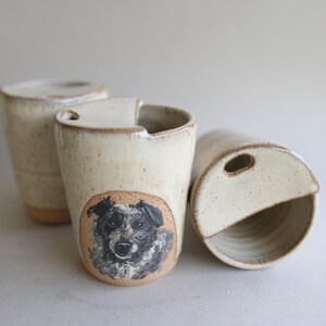 This custom pet portrait mug is a personalized pet lover gift w a hand-painted dog, cat, or horse. A perfect pet loss memorial keepsake, this handmade ceramic coffee cup is a thoughtful gift of a beloved pet and makes a unique dog mom or cat dad gift