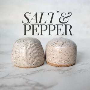 Stoneware Salt and Pepper Shaker Set Handmade Salt Shaker Set Pottery Kitchen Decor Rustic Home Decor Gift for Cook Minimalist Tableware