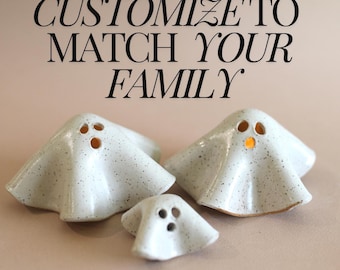 Halloween Decor Ceramic Ghost Handmade Spooky Season Candle Holder Neutral Witchy Shelf Decoration Gift Fall Party Centerpiece for Autumn