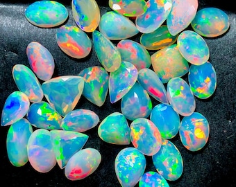 AAA+++ Faceted Opal Gemstone Lot Welo Opal Top Quality Faceted Opal Ethiopian Cut Mix Shape Making Jewelry