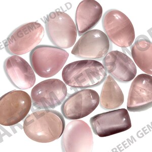 Lote de cabujones de cuarzo rosa 100% natural, todas las formas, todos los tamaños, lote de mezcla, cabujón, piedra preciosa suelta para hacer joyas