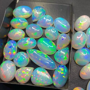 Lot de 20 cabochons d'opale éthiopienne naturelle de 6 à 10 mm AAA +++ de qualité supérieure, 20 pièces, fabrication d'opale Welo