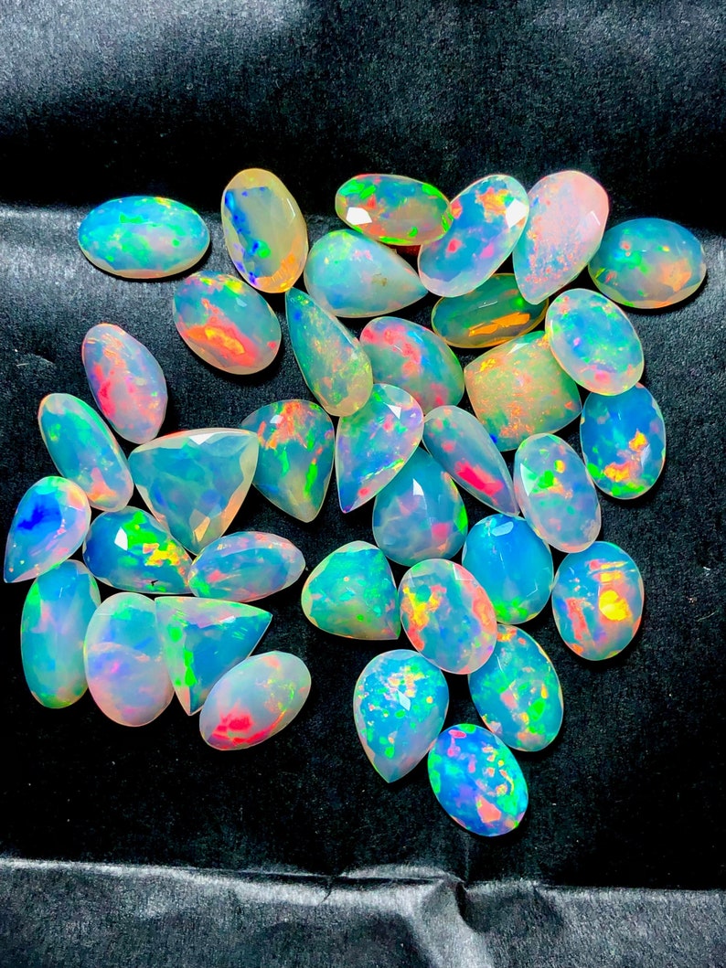 AAA Faceted Opal Gemstone Lot Welo Opal Top Quality Faceted Opal Ethiopian Cut Mix Shape Making Jewelry image 1