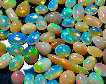 AAA+++ Top Grade Quality Natural Ethiopian Opal Cabochon Lot Welo Opal Making Jewelry