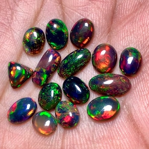 AAA Top Quality Natural Ethiopian Black Opal Cabochon Lot Welo Opal Making Jewelry image 2