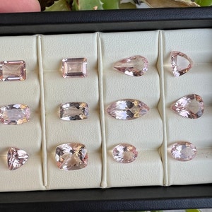 Natural Peach Morganite Gemstone Lot: Faceted Loose Jewelry Stone