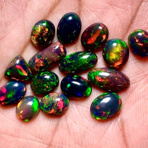 AAA+++ Top Quality Natural Ethiopian Black Opal Cabochon Lot Welo Opal Making Jewelry