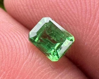 Piedra preciosa tsavorita natural, granate verde facetado, claridad brillante, tamaños calibrados, forma octogonal, colección de 5 x 4 x 3 mm, C0.65