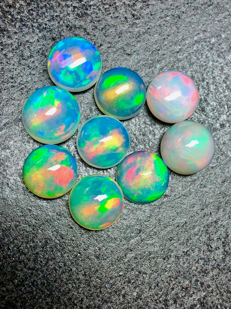 Round Opal AAA Top Quality Natural Ethiopian Opal Cabochon Lot Welo Opal Making Jewelry image 4