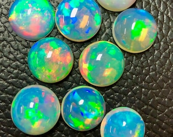 Natural Ethiopian Opal Cabochon Lot: Round Welo Opal for Jewelry Making