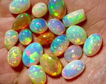 AAA+++ Top Quality Natural Ethiopian Opal Cabochon Lot Welo Opal Making Jewelry