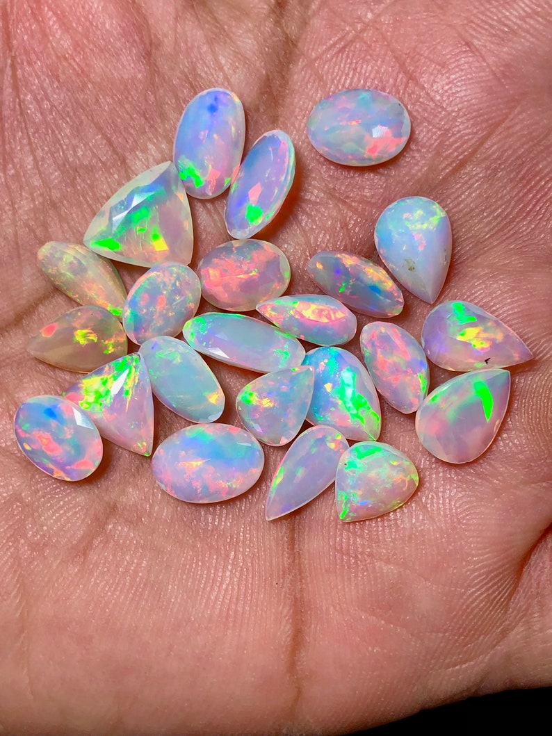 AAA Faceted Opal Gemstone Lot Welo Opal Top Quality Faceted Opal Ethiopian Cut Mix Shape Making Jewelry image 4