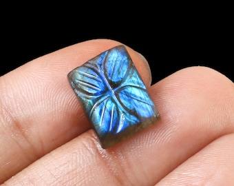 Cushion Blue Quality 100% Natural Labradorite Carving Cabochon Shape Loose Gemstone Size13X9X2MM Ct.8.50