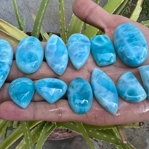 Cabujón Larimar natural, Cabujón Larimar, Larimar, Cabujón de espalda plana Larimar, Piedra de nacimiento de febrero, Piedra preciosa suelta, Para hacer joyas