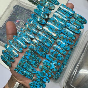 Paires de cabochons de pierres précieuses turquoises, cuivre bleu, lot de paires, pierres précieuses, paire de cabochons poires, pierres précieuses bleues, pierres non fixées pour la fabrication de boucles d'oreilles