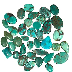 Lote de cabochão turquesa, lote de atacado turquesa, lote de pedras preciosas turquesa, lote turquesa em formato misto, estoque limitado a preço muito razoável