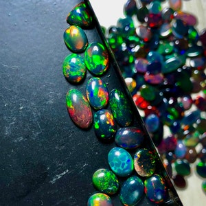 AAA Top Quality Natural Ethiopian Black Opal Cabochon Lot Welo Opal Making Jewelry image 4