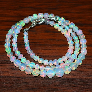 AAA++++Welo Fire Opal Necklace, Round Opal Beads, Fire Opal Ball Pendant, Unique Necklace, Jewelry Gift, Opal Lover Gift