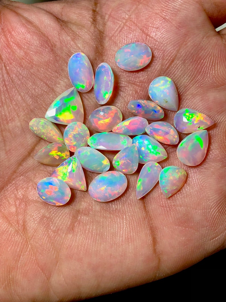 AAA Faceted Opal Gemstone Lot Welo Opal Top Quality Faceted Opal Ethiopian Cut Mix Shape Making Jewelry image 3