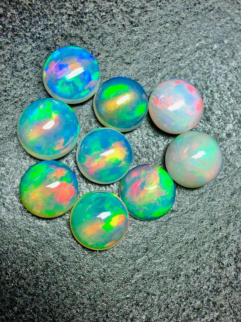 Round Opal AAA Top Quality Natural Ethiopian Opal Cabochon Lot Welo Opal Making Jewelry image 3