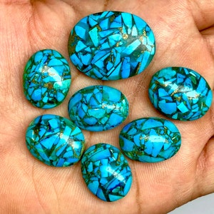 AAA+++ Goud Koper Turquoise Steen en Regalite Cabochon, Geverfd, Edelsteen Cabochon, Ovale Cabochon, Gepolijste Gem Edelsteen Cabochon Grote Focal