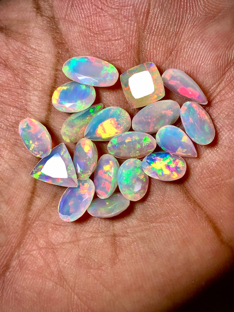 AAA Faceted Opal Gemstone Lot Welo Opal Top Quality Faceted Opal Ethiopian Cut Mix Shape Making Jewelry image 5