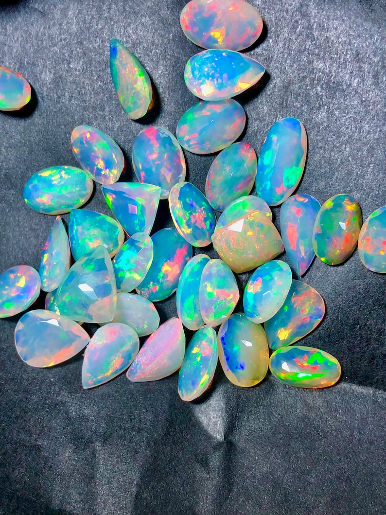 AAA Faceted Opal Gemstone Lot Welo Opal Top Quality Faceted Opal Ethiopian Cut Mix Shape Making Jewelry image 2