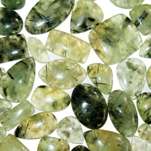 Lote al por mayor Pr Kg Calidad joven 100% Natural Verde Prehnita Cabujón Todas las formas Todos los tamaños Mezcla Lote Cabujón Lote de piedras preciosas para la fabricación de joyas