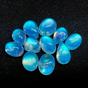 AAA +++ Pedra da lua natural de arco-íris de alta qualidade, cabochão de arco-íris, cabochão de pedra da lua, cabochão de fogo azul, cabochão solto, para fazer joias