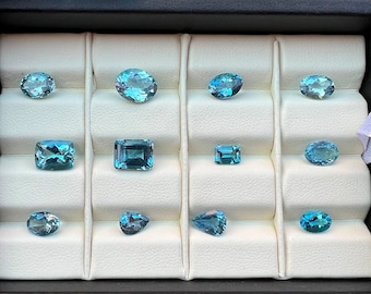 Faceted Aquamarine Gemstone Lot, Eye Clean Gemstones, Gemstones for Jewelry, Craft Supplies, Gem Collection, Blue Gems, Gift Birthday