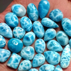 Cabochon di Larimar naturale, lotto di cabochon di Larimar, lotto di pietre preziose cabochon, lotto di pietre preziose Larimar, cabochon Larimar, lotto di dimensioni di calibrazione Larimar,
