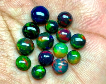 Round Opal AAA+++ Top Quality Ethiopian Black Opal Cabochon Lot Welo Opal Making Jewelry