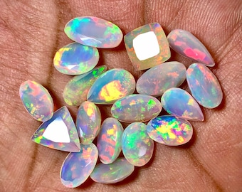 Natural AAA+++ Faceted Opal Gemstone Lot 6-8 MM Top Quality 1 Piece Faceted Opal  Ethiopian Cut Opal Welo Gemstone Lot Faceted Opal