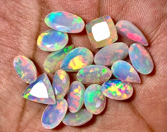 Faceted Welo Opal Gemstone Lot: Ethiopian Cut Crystal Mix
