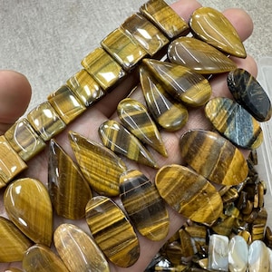 Paires de cabochons oeil de tigre, paires de cabochons oeil de tigre, lot de paires de pierres précieuses oeil de tigre, paires de boucles d'oreilles oeil de tigre, fabrication de bijoux